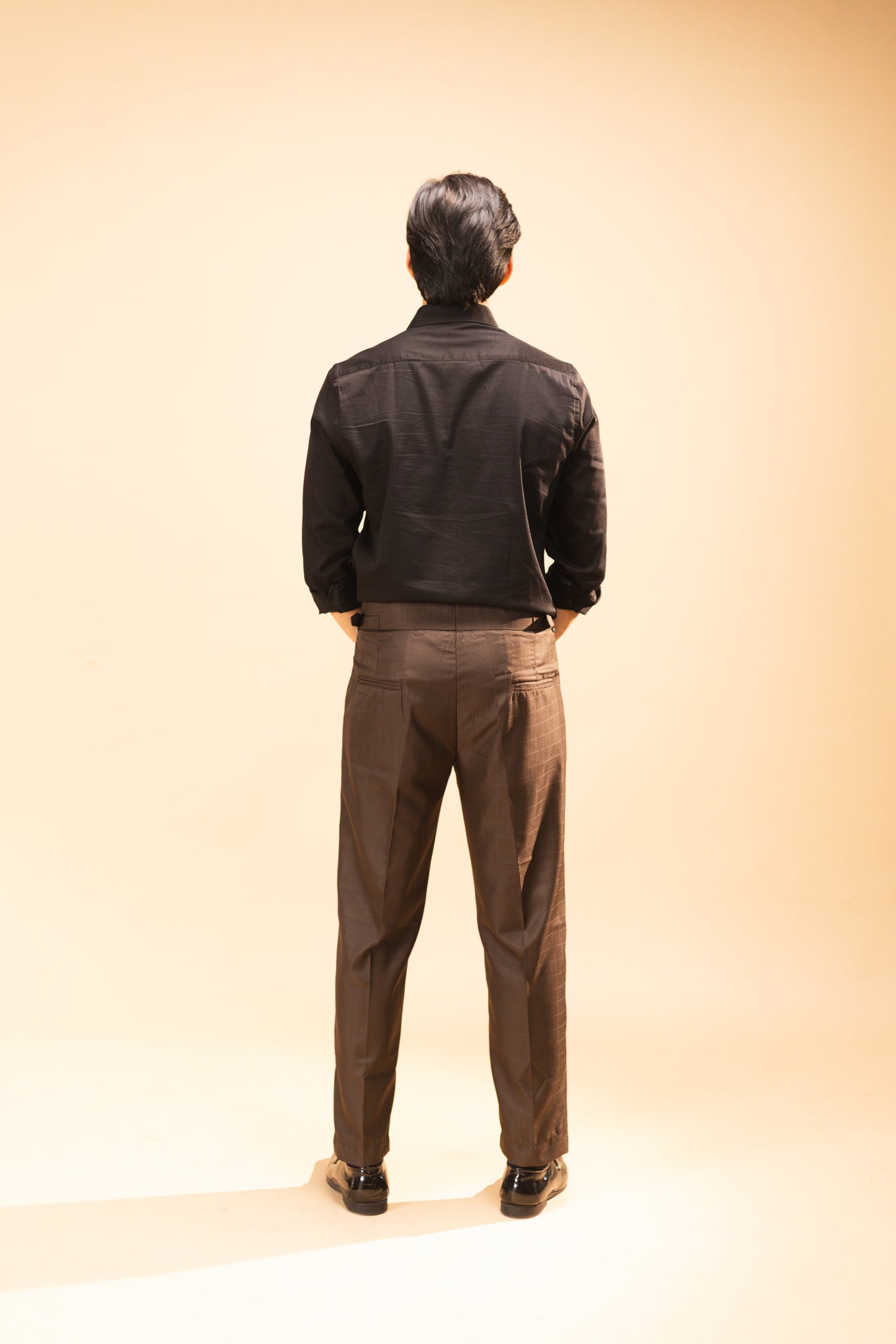 Buttoned high waist pleated naples suit in Walnut brown