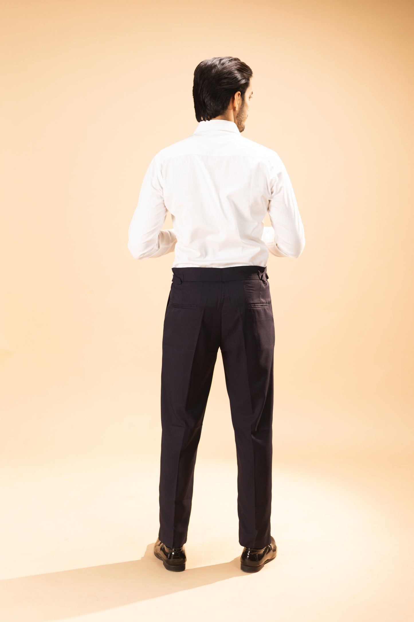 Buttoned high waist pleated naples suit in Bristish royal navy