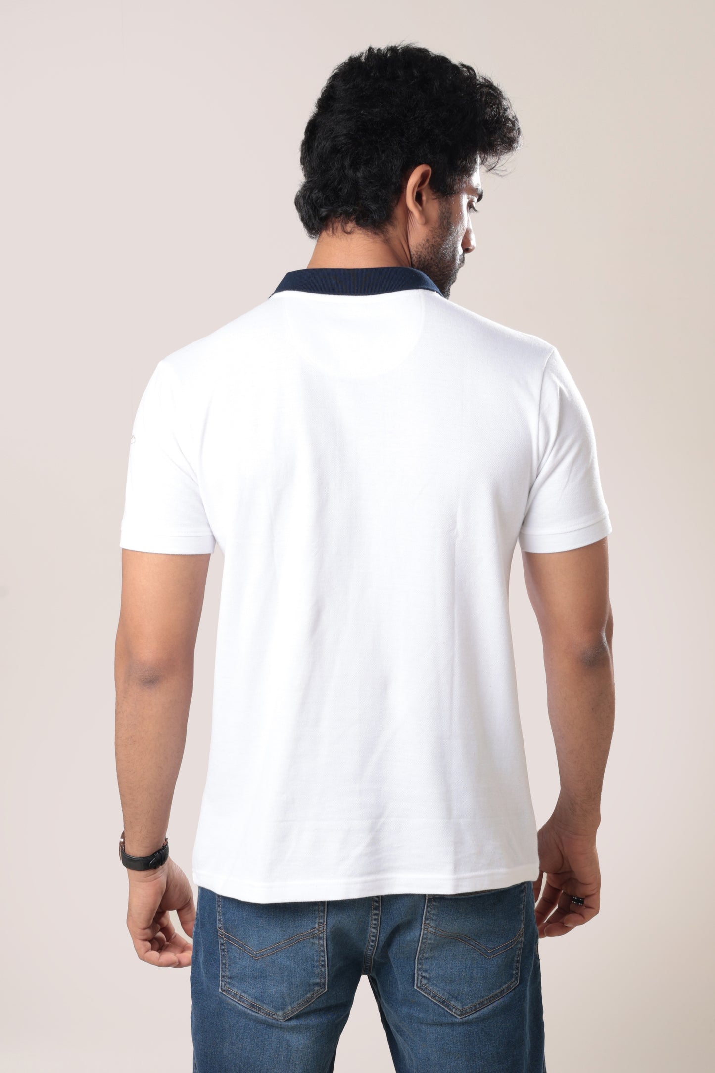 Navy striped polo