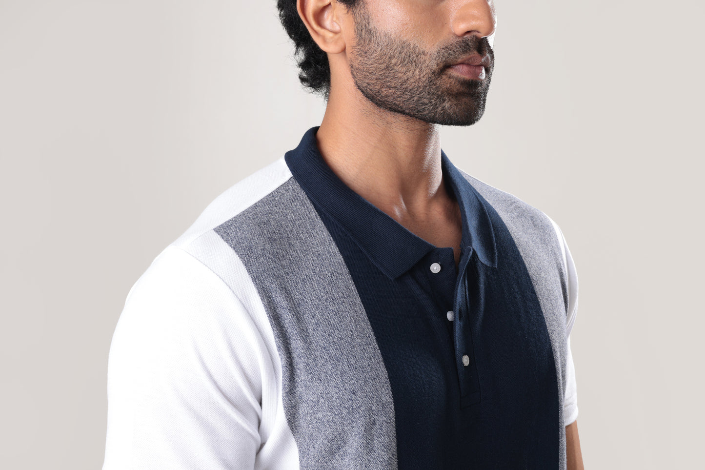 Navy striped polo