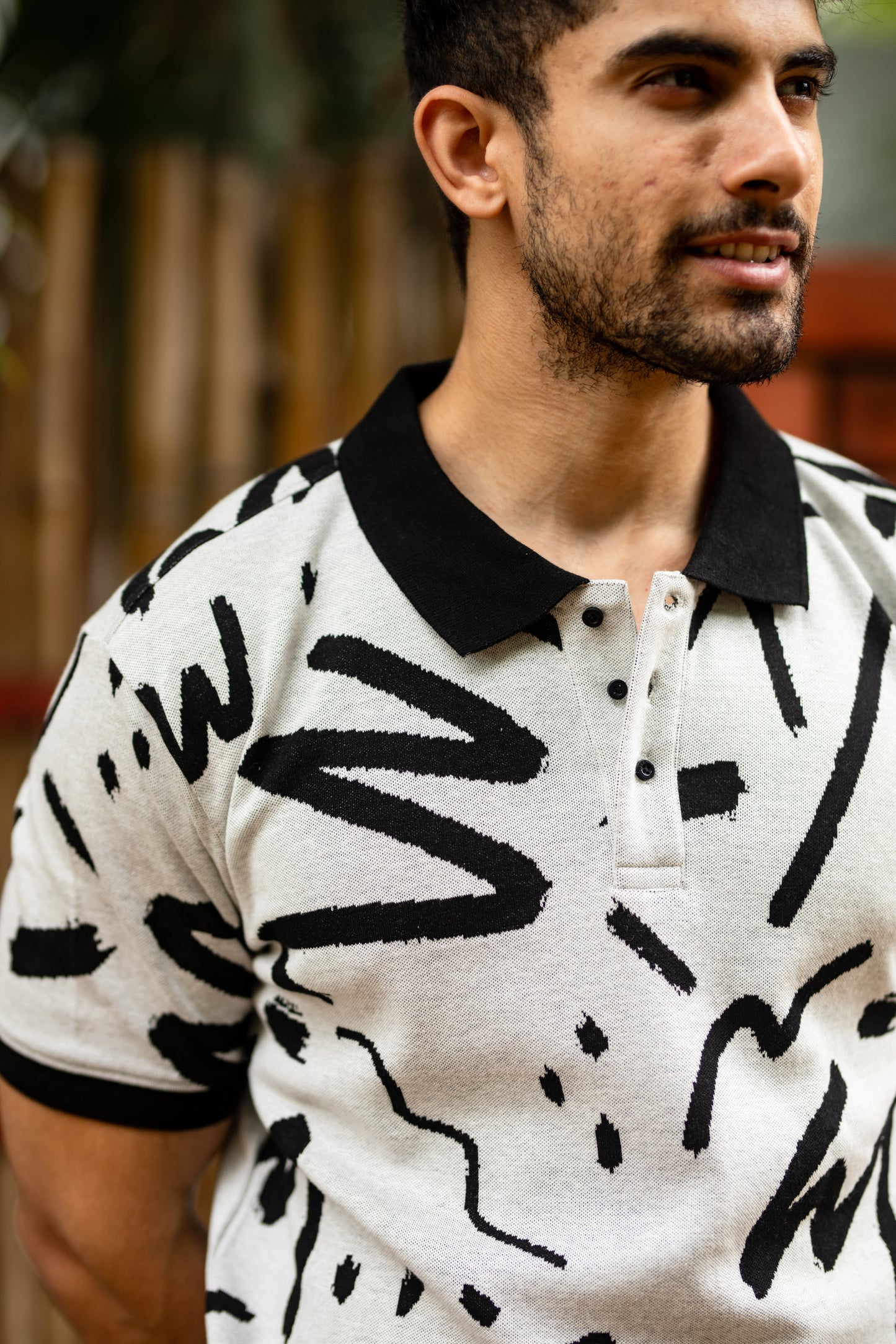 Job pattern polo shirt