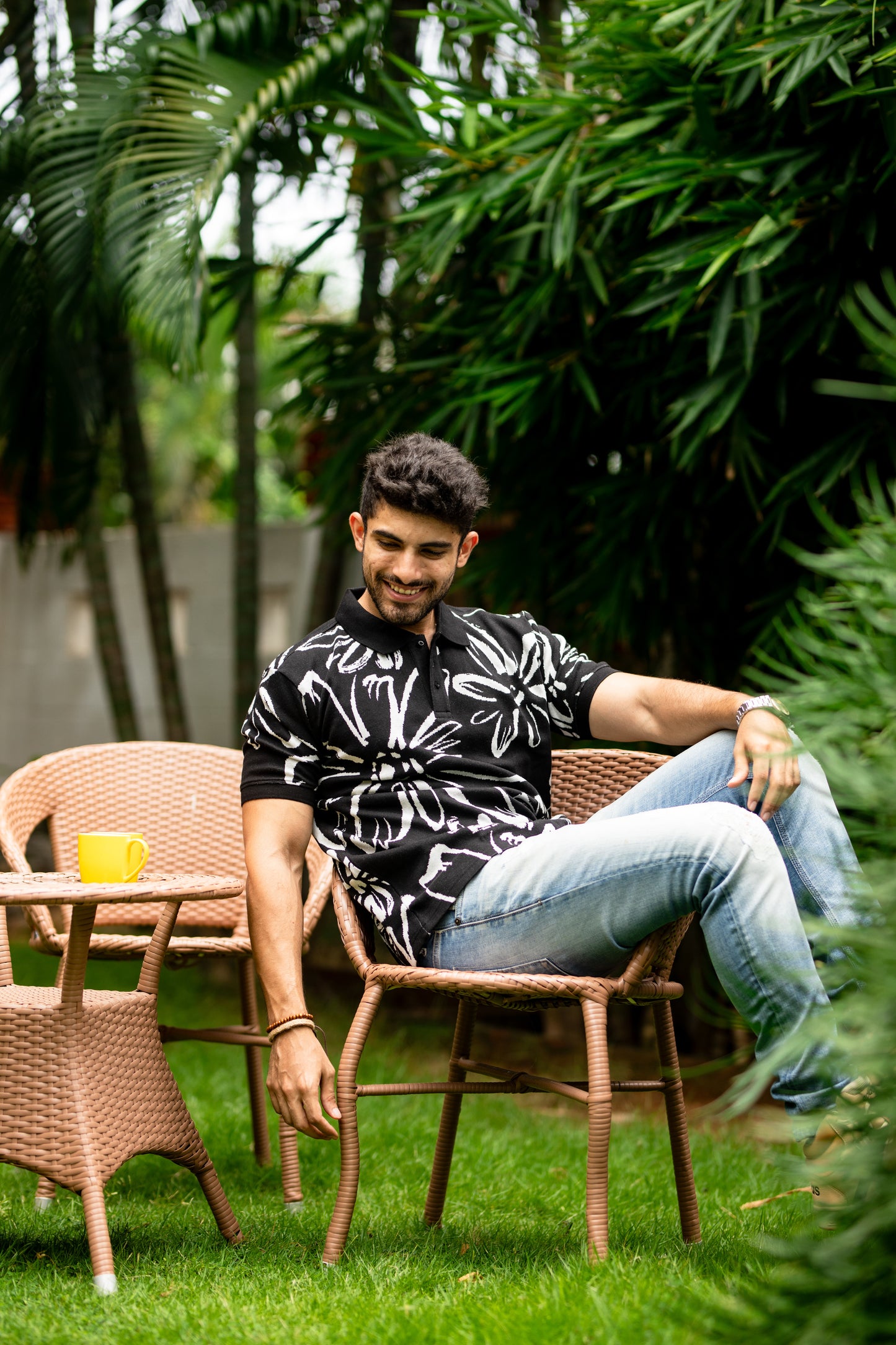 Abloom pattern polo shirt