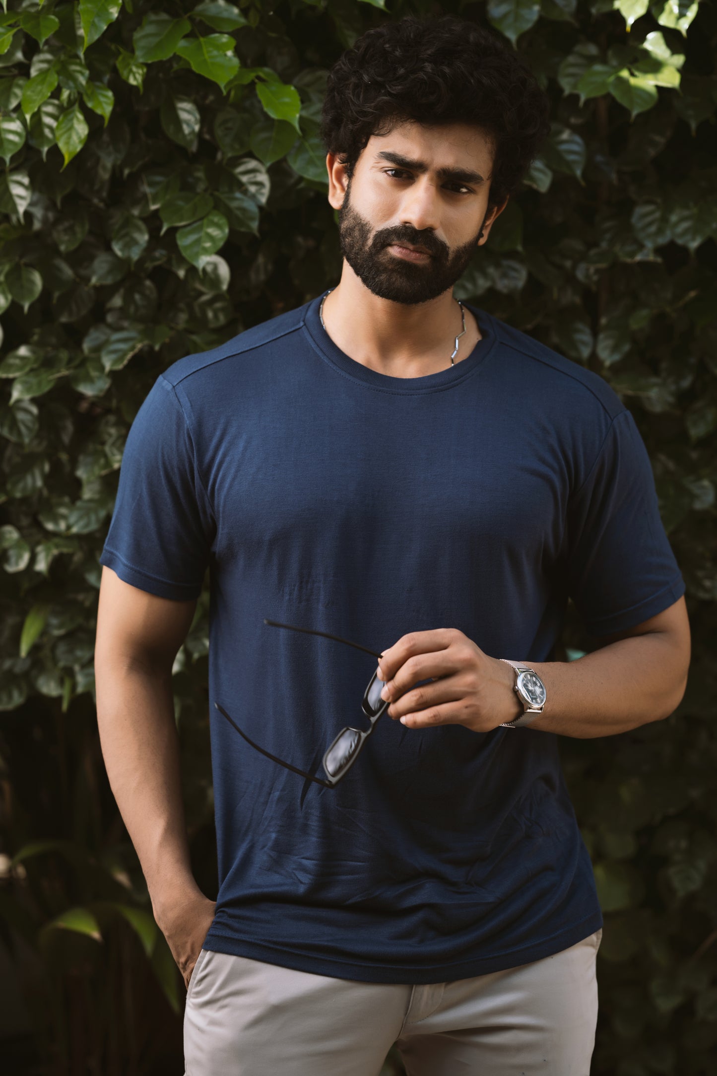Banana fiber t-shirt in navy