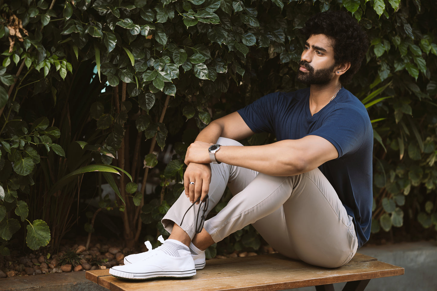 Banana fiber t-shirt in navy