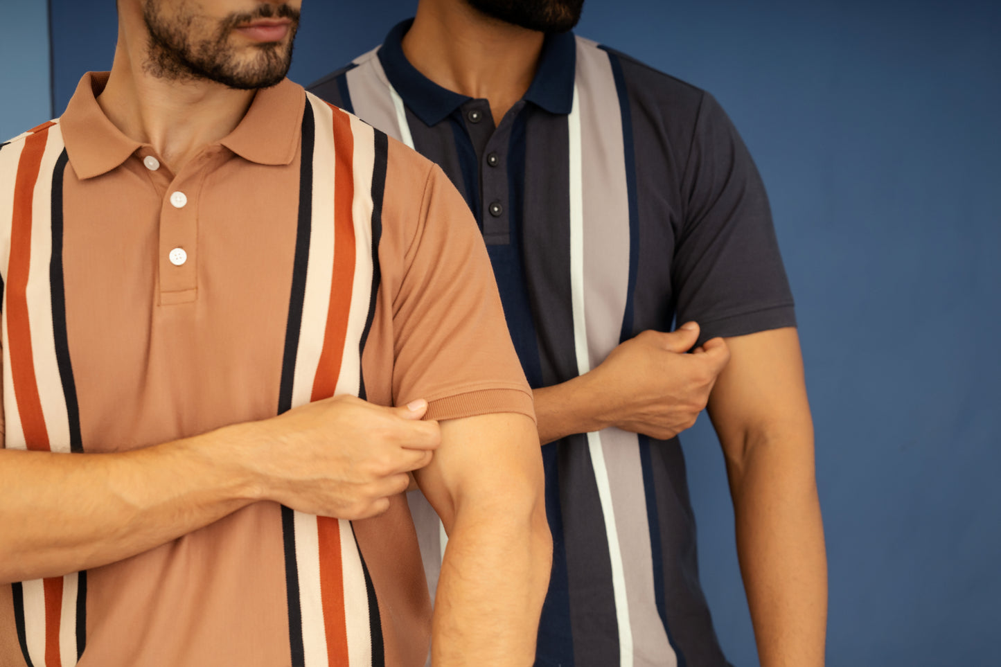 Striped jacquard polo t shirt in blue