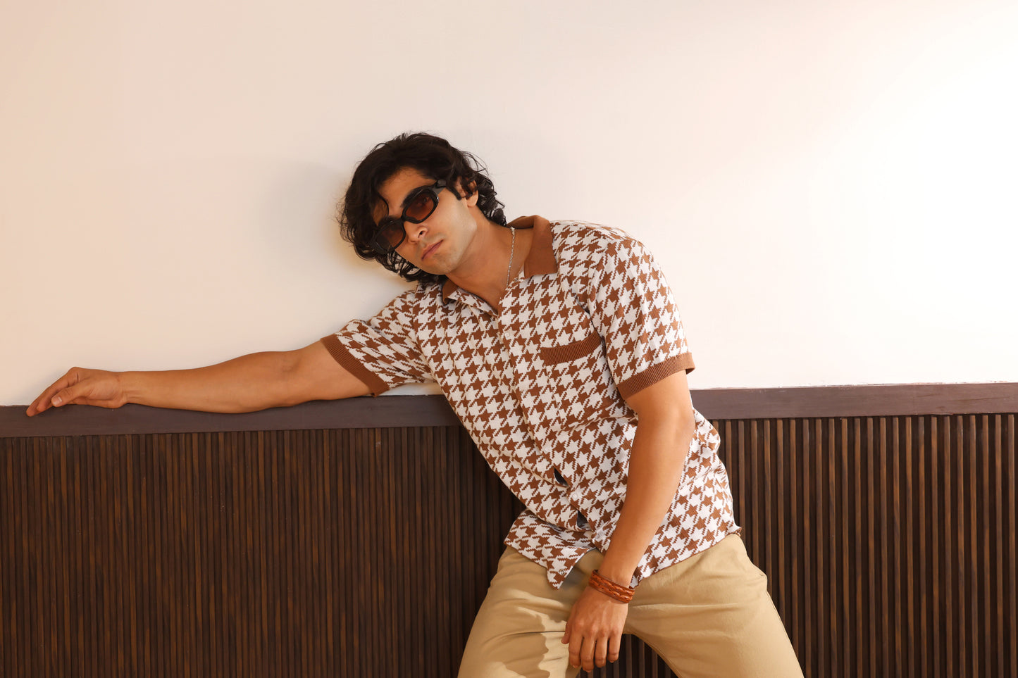 Houndstooth textured shirt