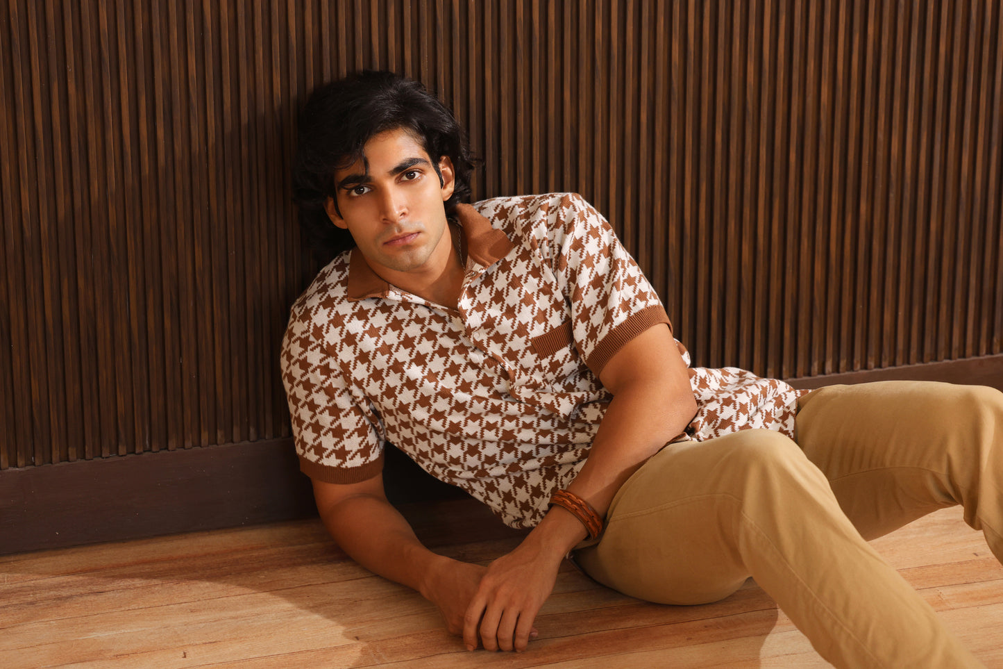 Houndstooth textured shirt