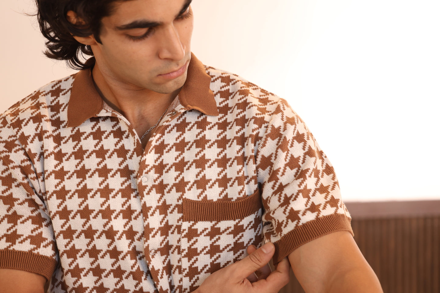 Houndstooth textured shirt