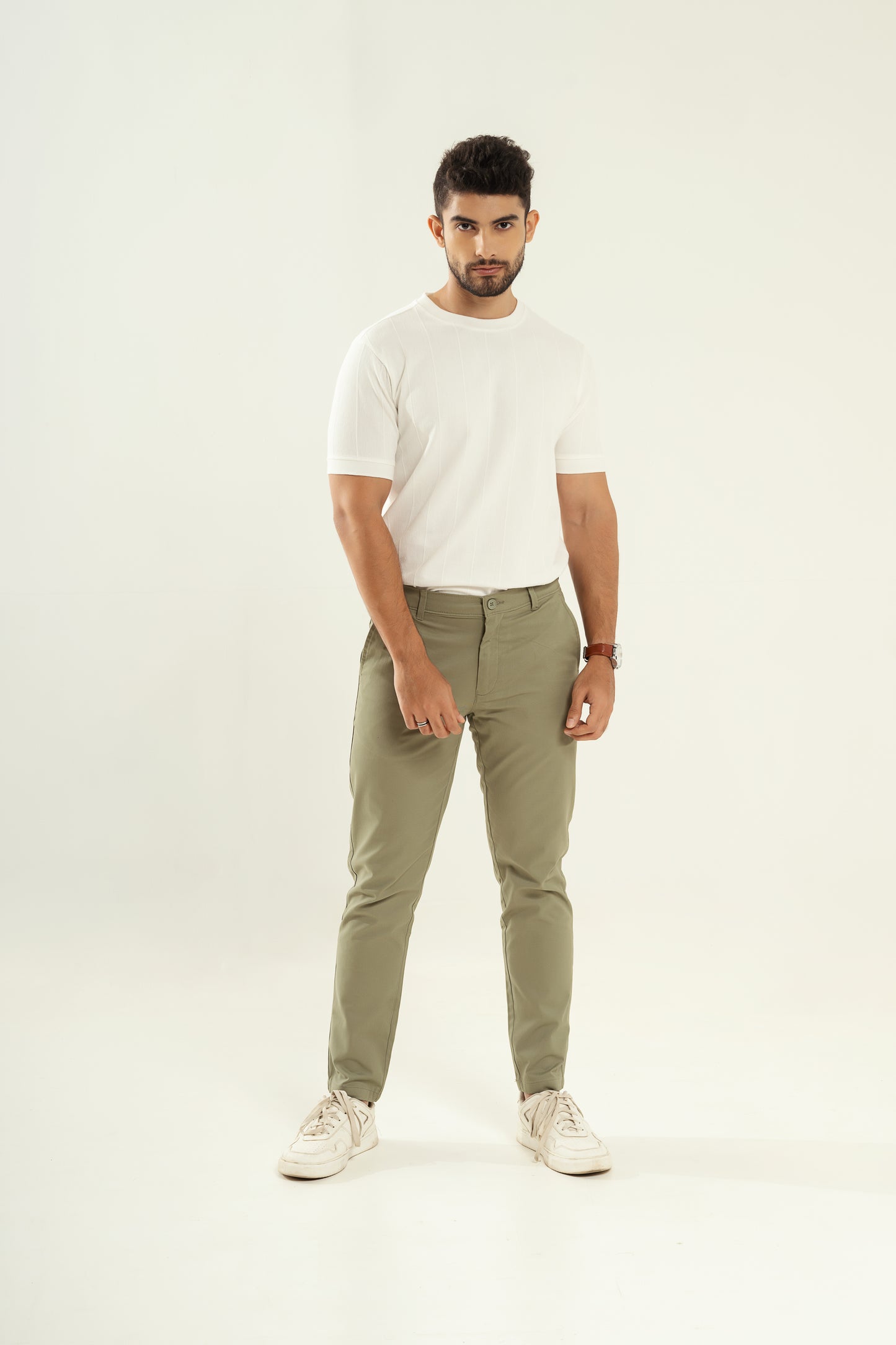 Vertical Jacuqard Tshirt - white