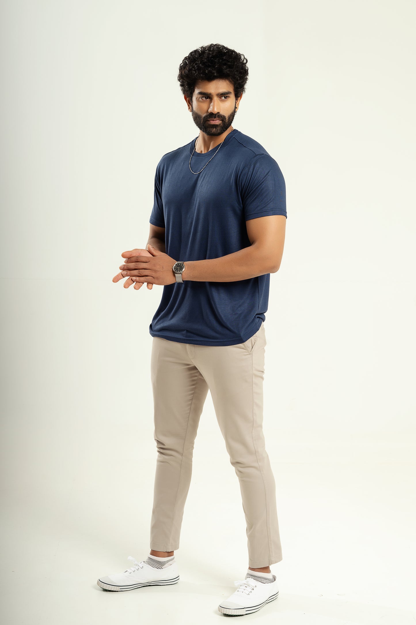 Banana fiber t-shirt in navy