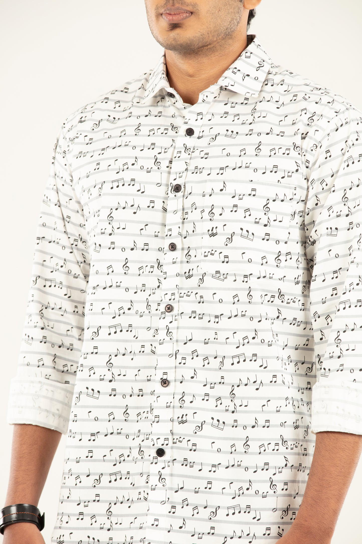 Mercerized Musical chord printed shirt
