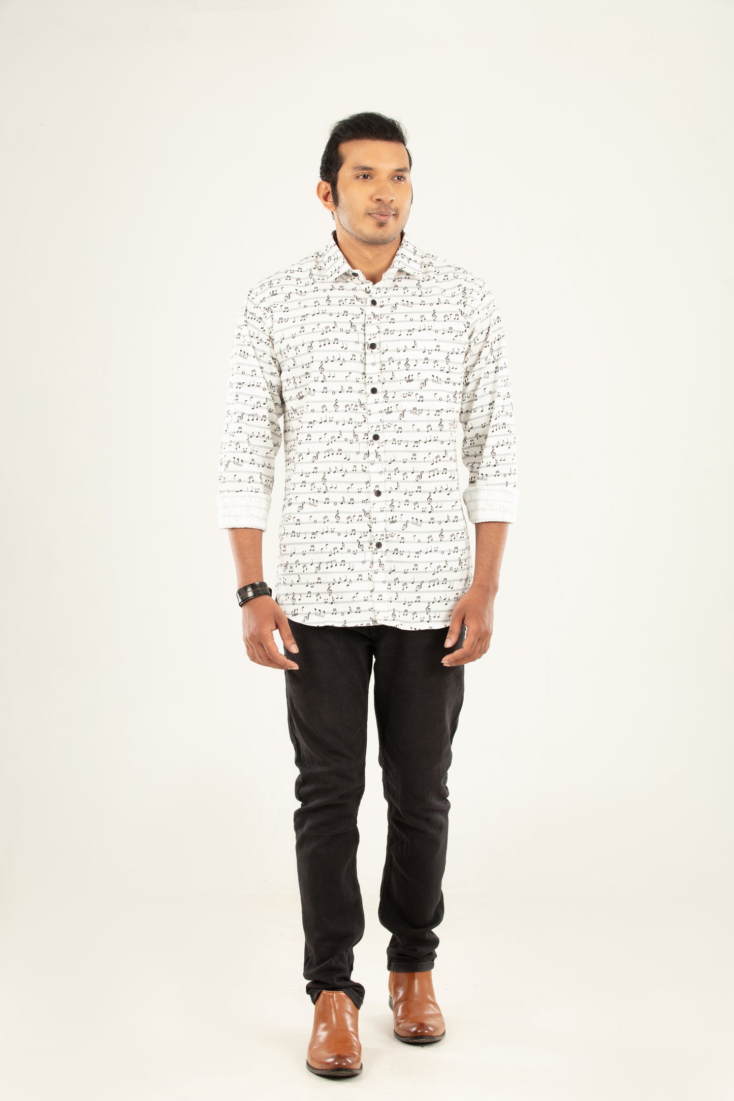 Mercerized Musical chord printed shirt