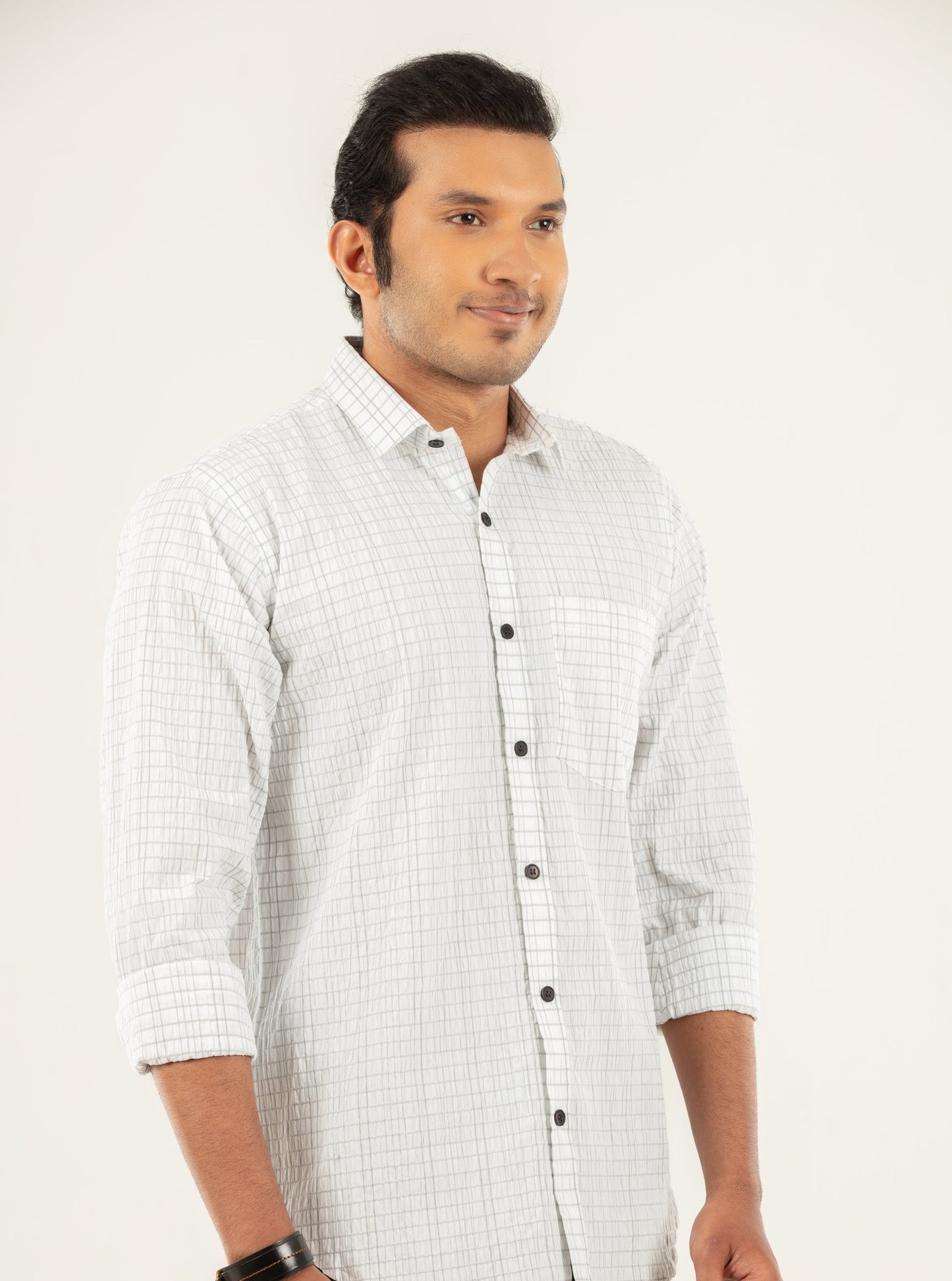 Seersucker textured shirt - White