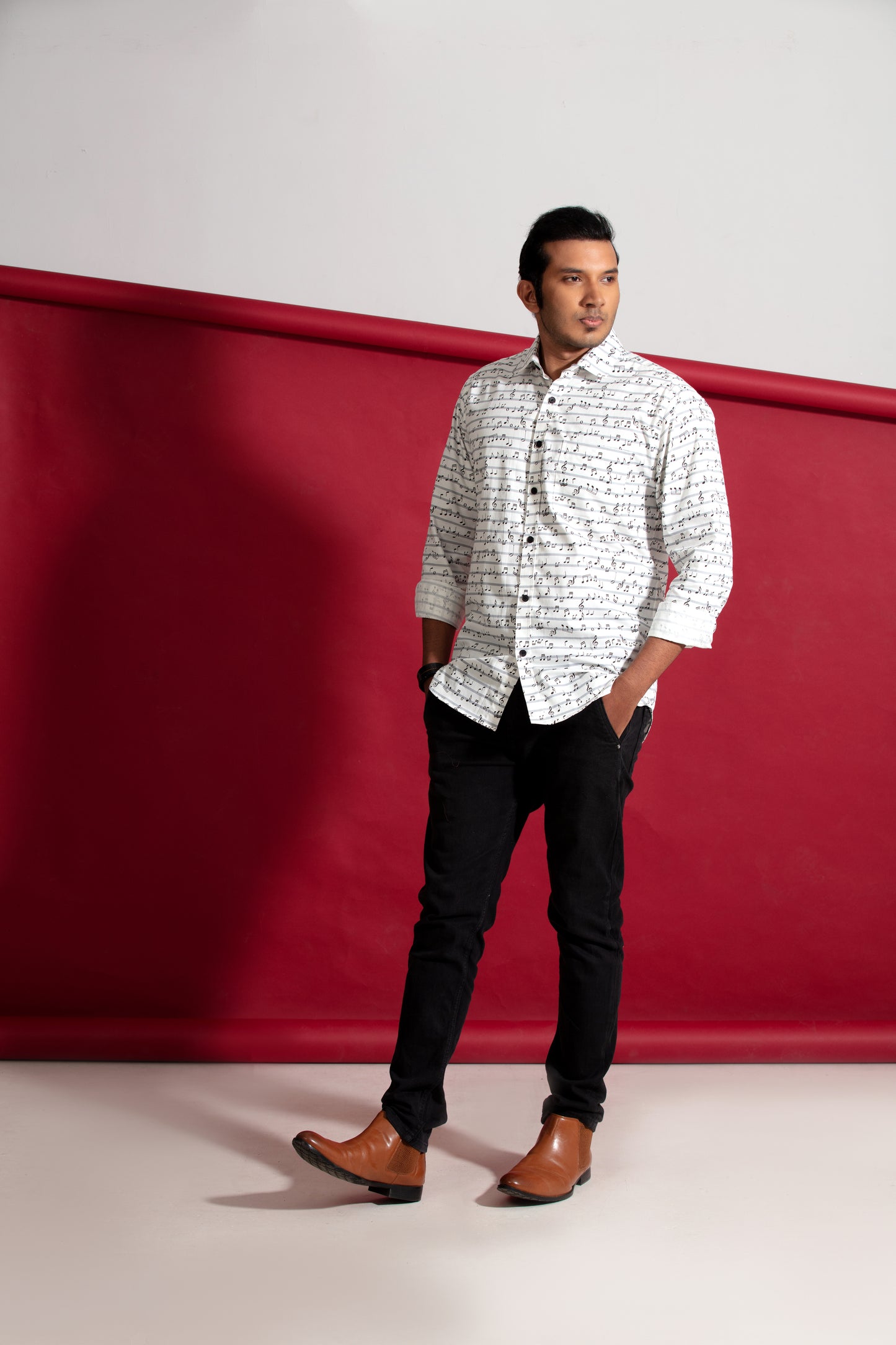 Mercerized Musical chord printed shirt