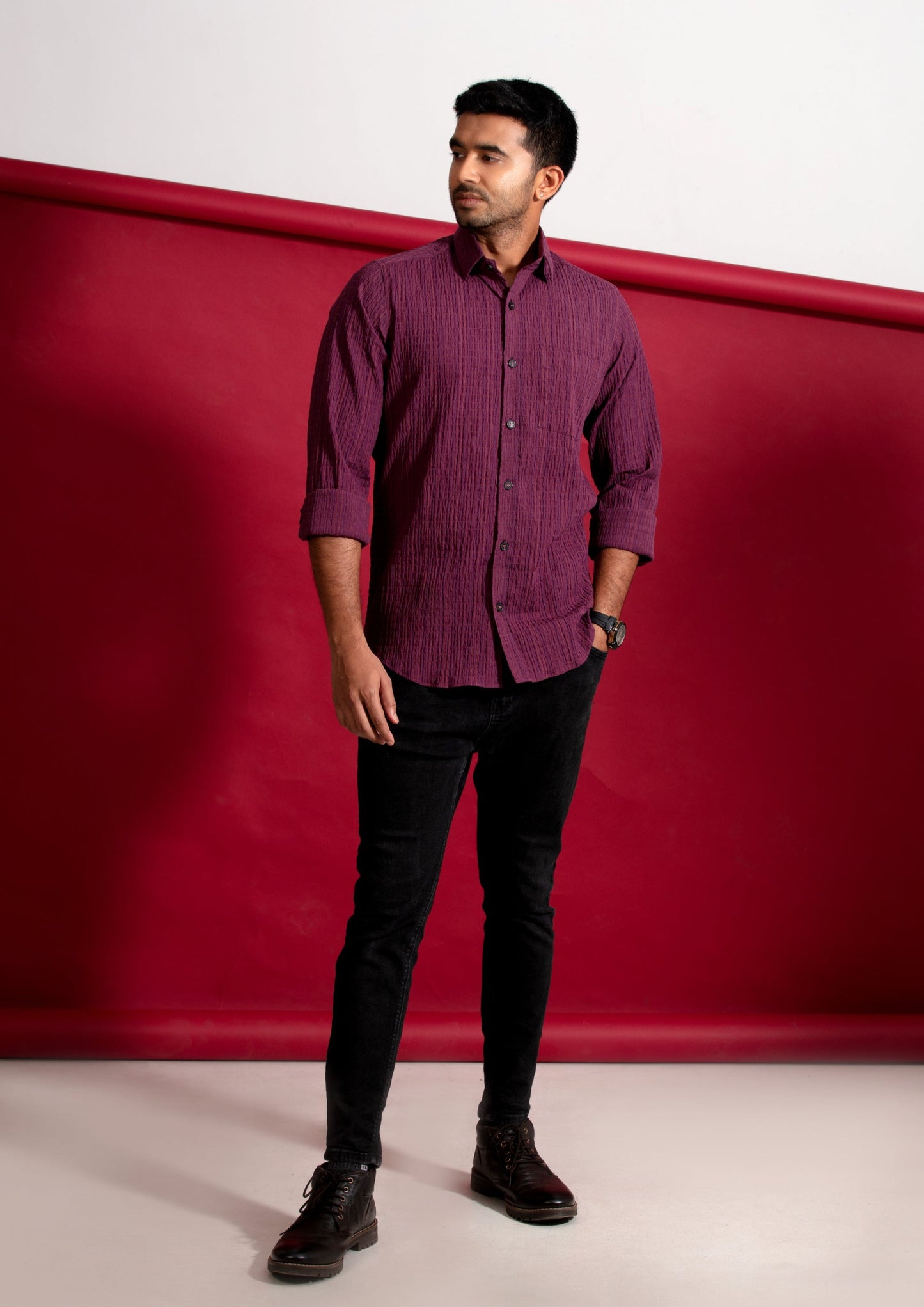 Purple textured shirt
