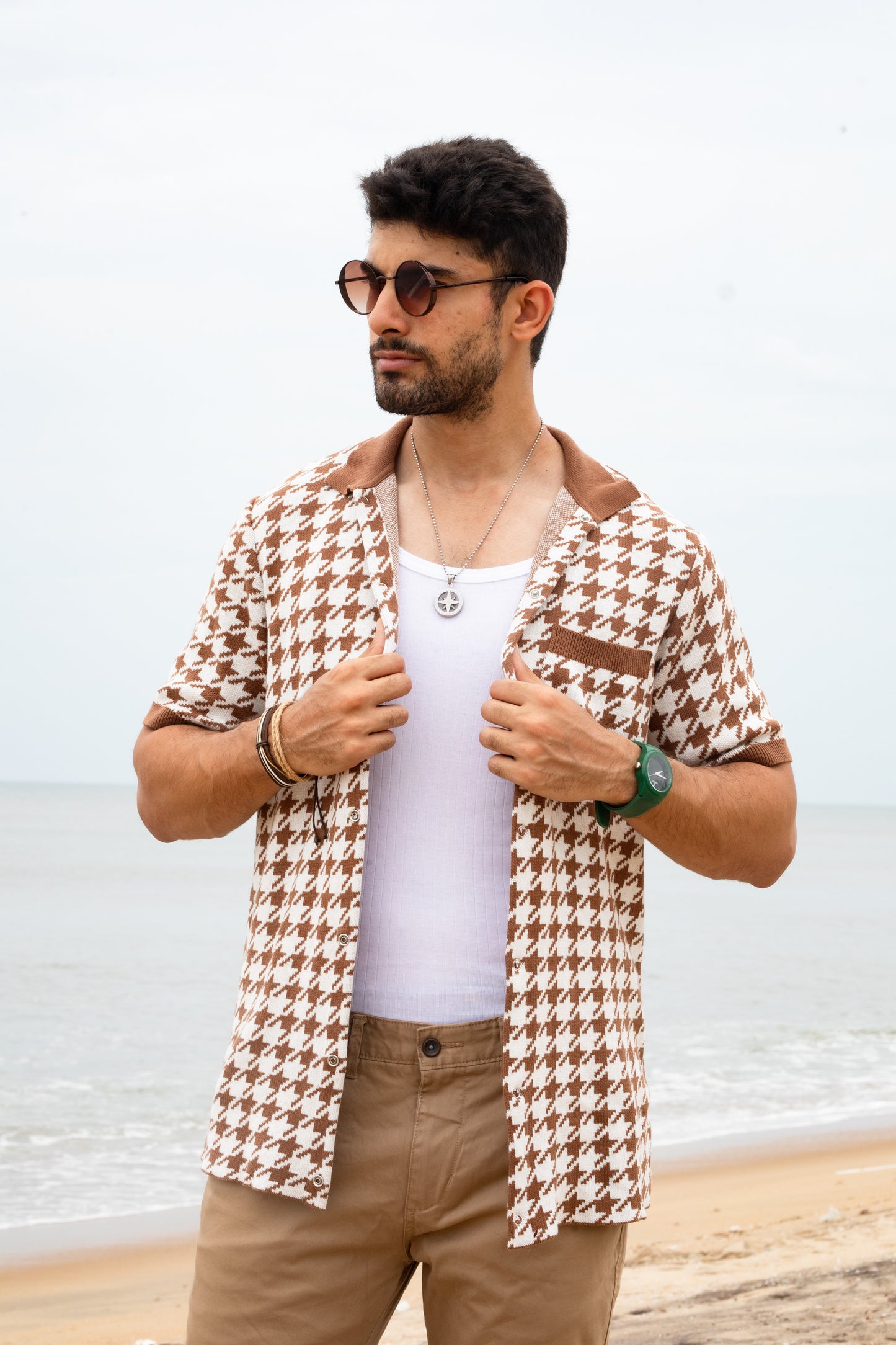 Houndstooth textured shirt