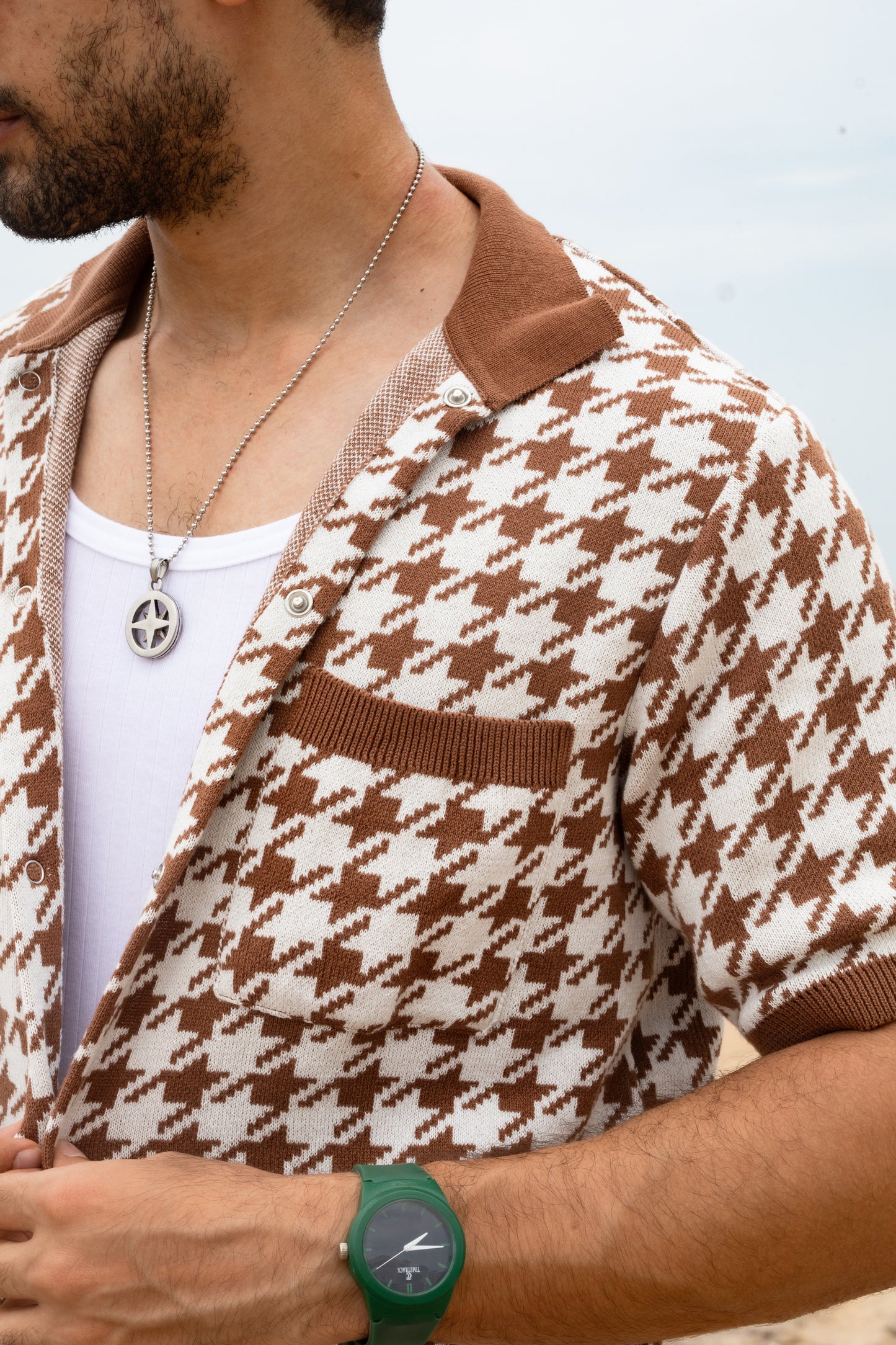 Houndstooth textured shirt