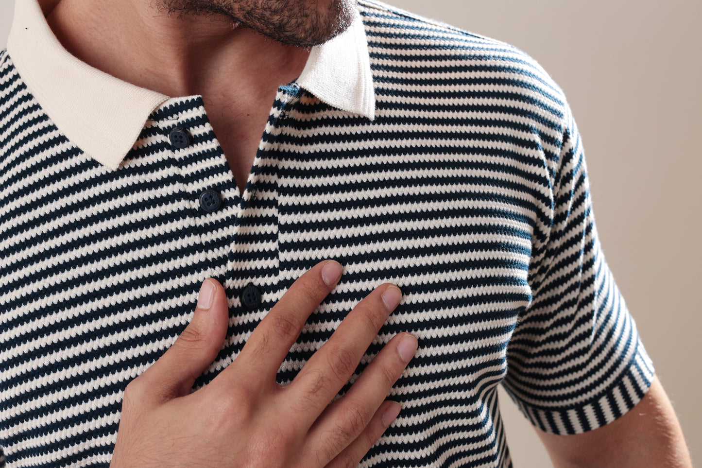 Stripe textured polo