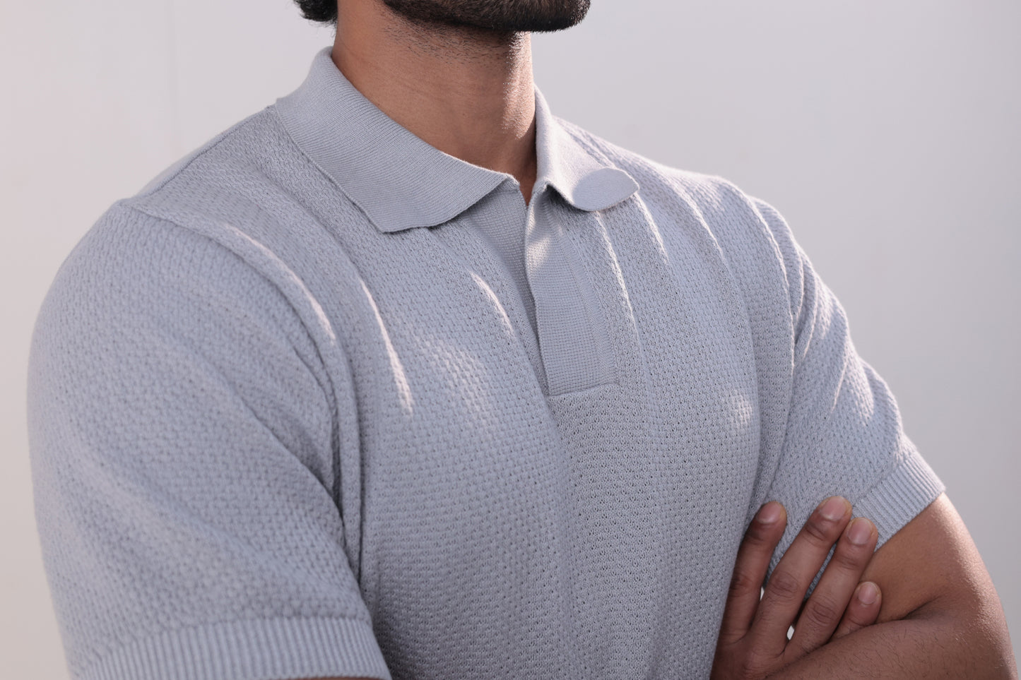 Grey textured polo