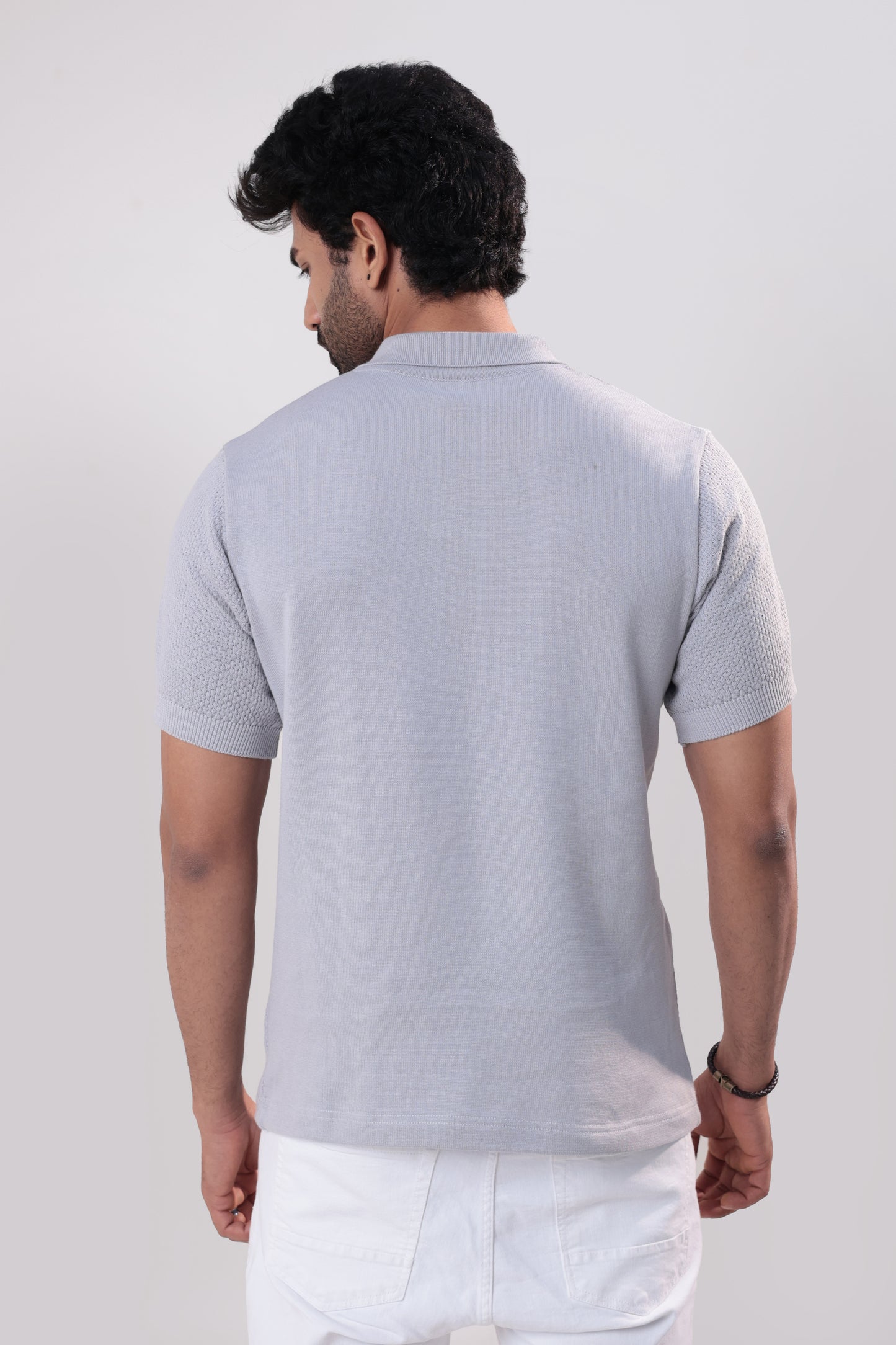 Grey textured polo