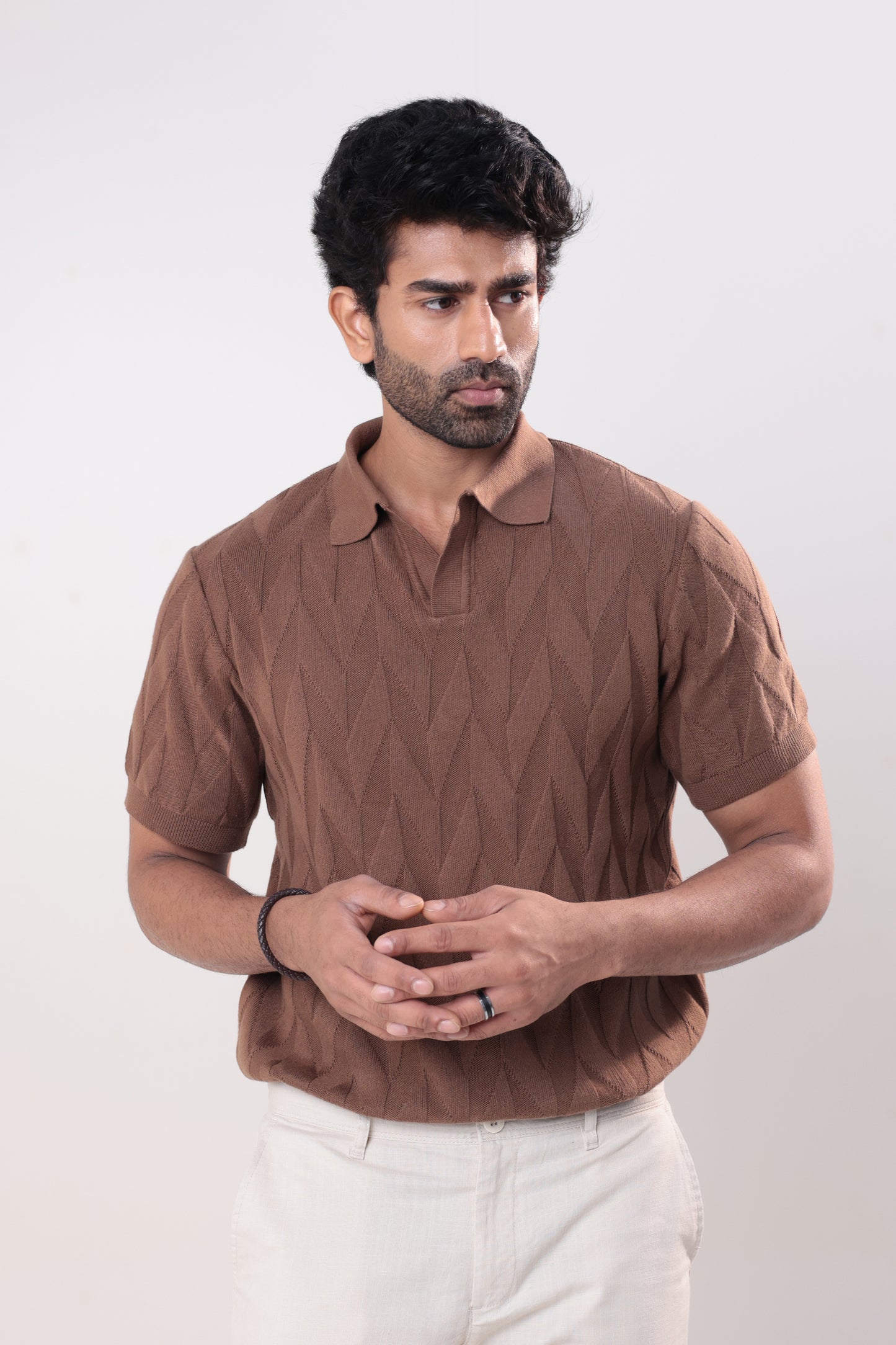 Geometric textured polo