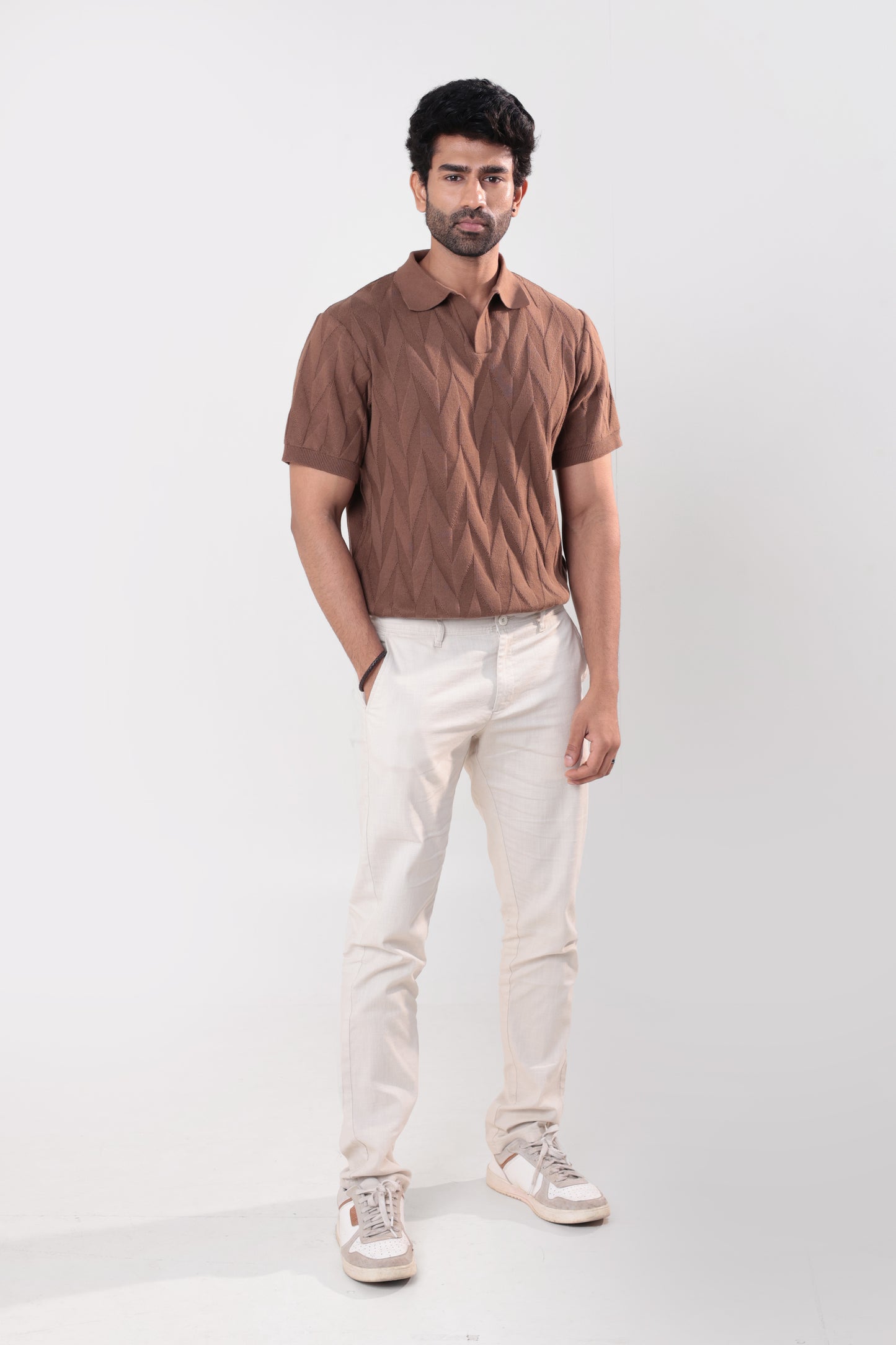 Geometric textured polo