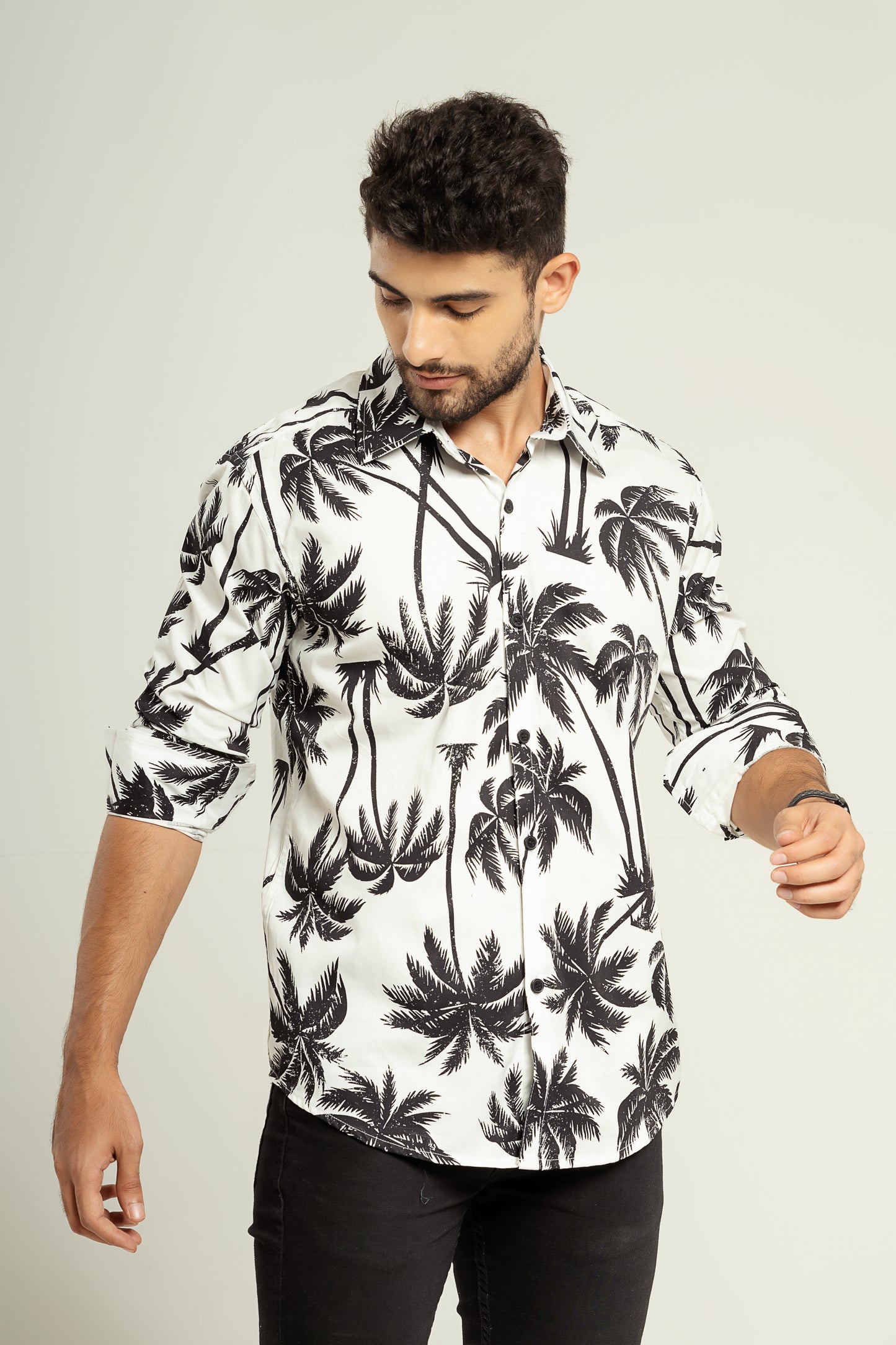 Mercerized palm leaf shirt