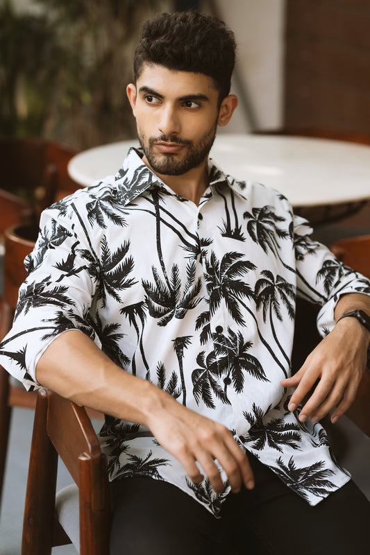 Mercerized palm leaf shirt
