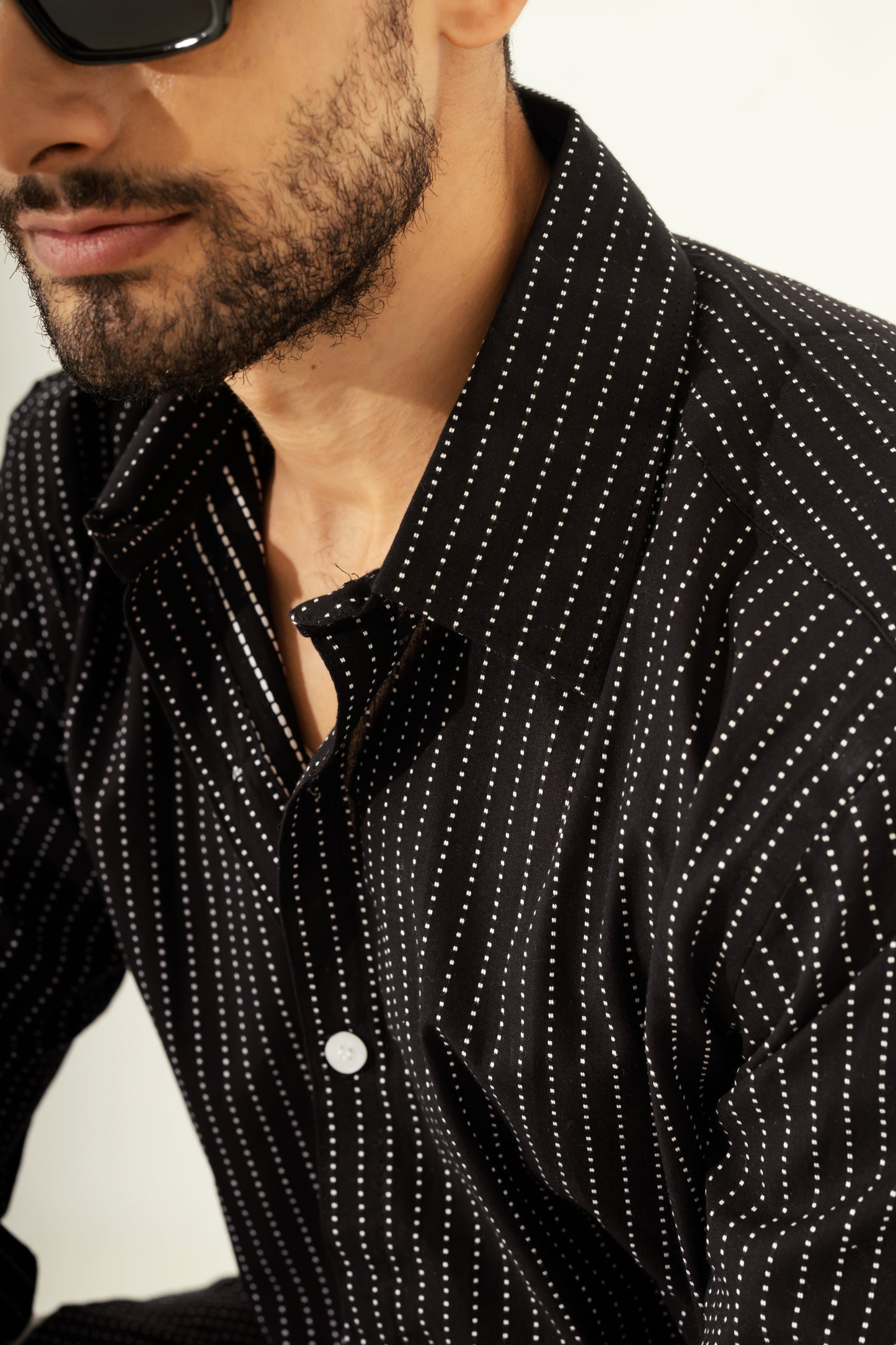 Textured dobby shirt in black