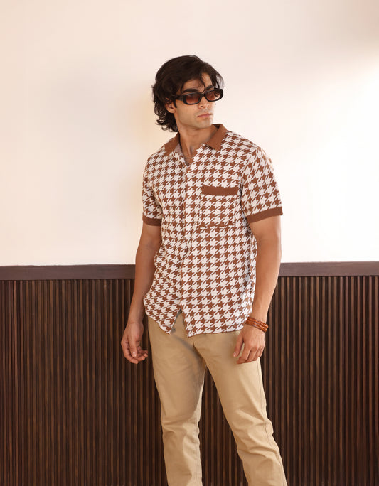 Houndstooth textured shirt