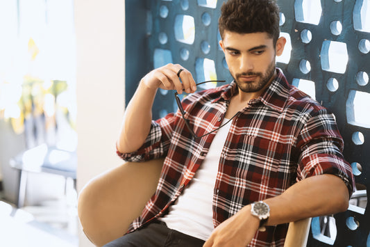 Tartan check shirt in Maroon/navy