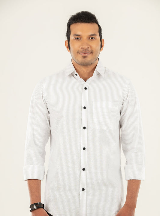 Stripe Textured shirt - grey/white