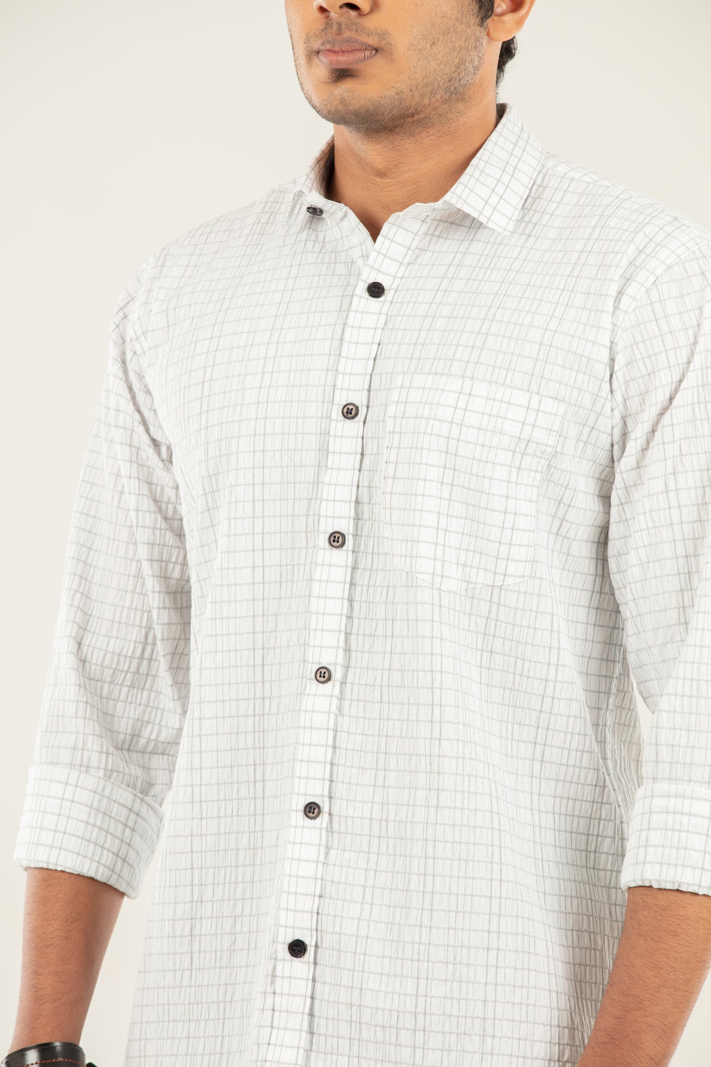 Seersucker textured shirt - White